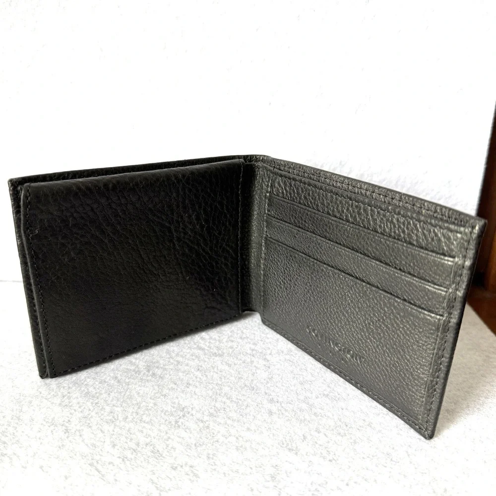 Covington Men's Black Pebbled Leather Bifold Wallet, ID and Card Slots, Billfold